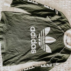 Adidas olive green long sleeve t-shirt